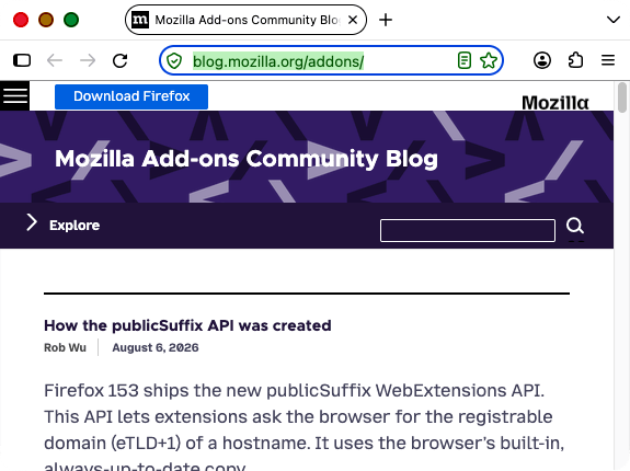 Browser firefox is white. Browser's tab and URL bar are white with text and icons in black. The URL bar field is focused and outlined in blue and URL bar text is selected.